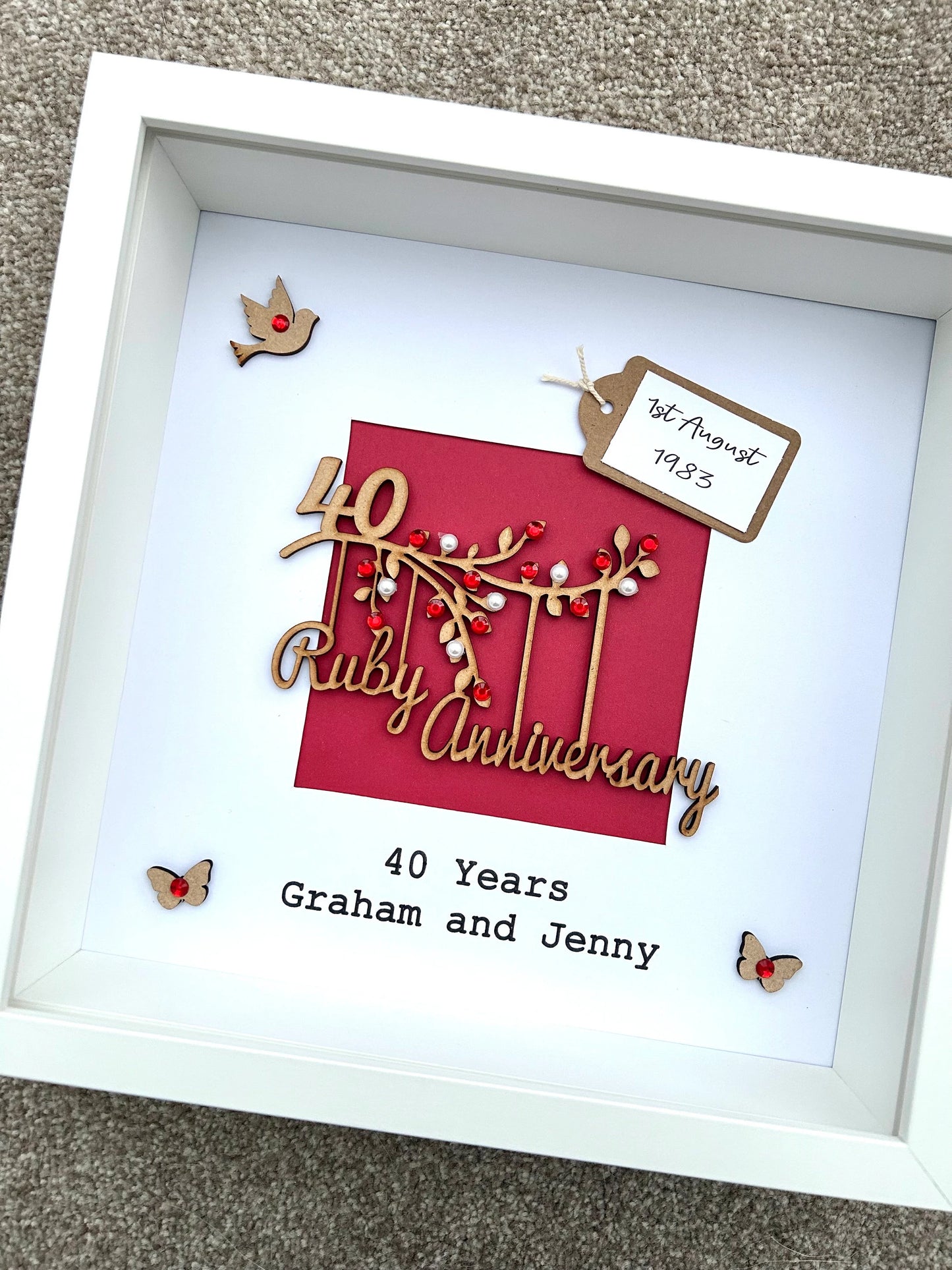 Ruby Wedding Anniversary Frame, Wedding Gift, Personalised, 40th Wedding Anniversary Gift, Wedding Tree Frame, Ruby Wedding, 40 Year Wedding