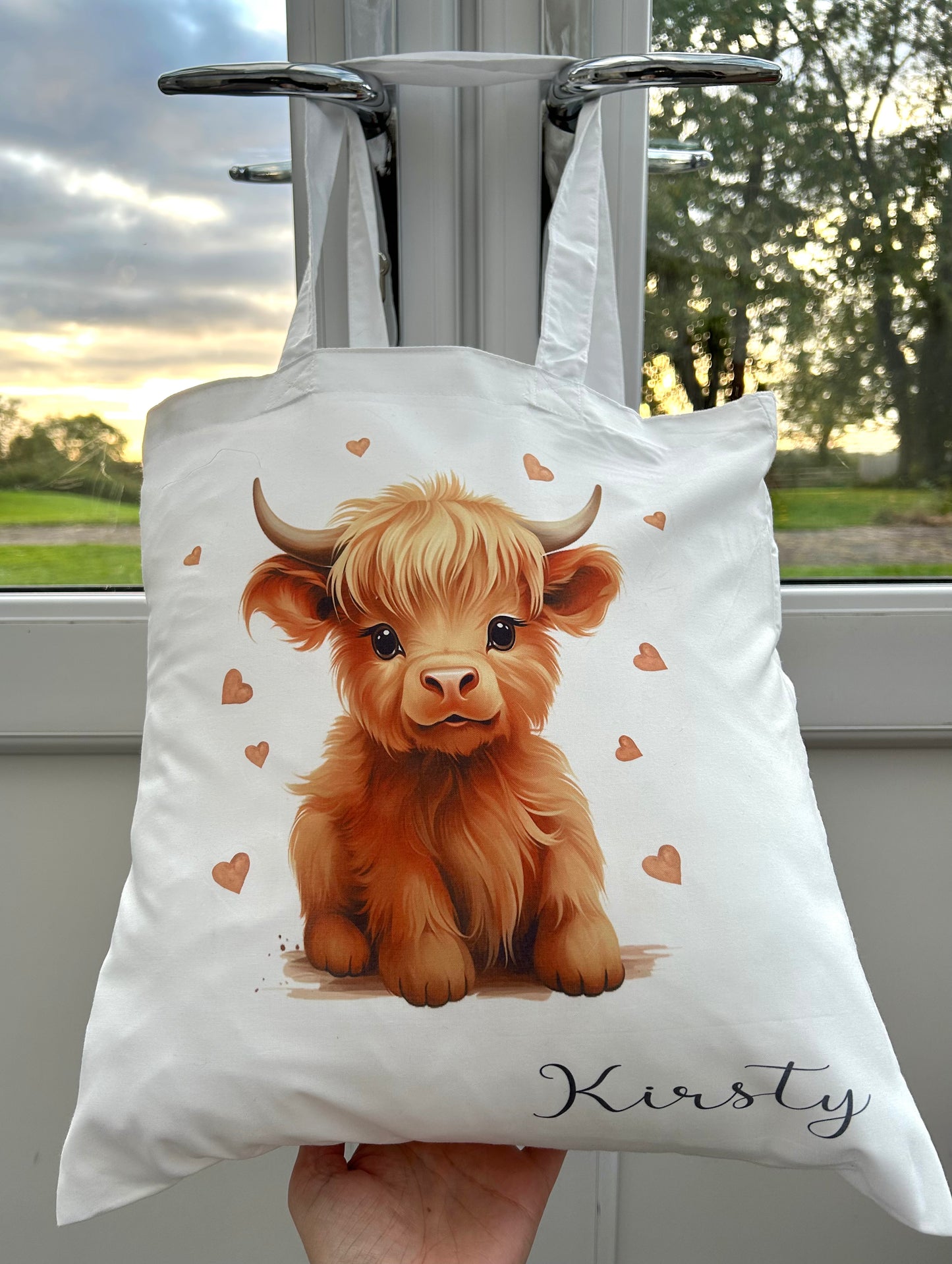 Highland Cow Name Tote Bag