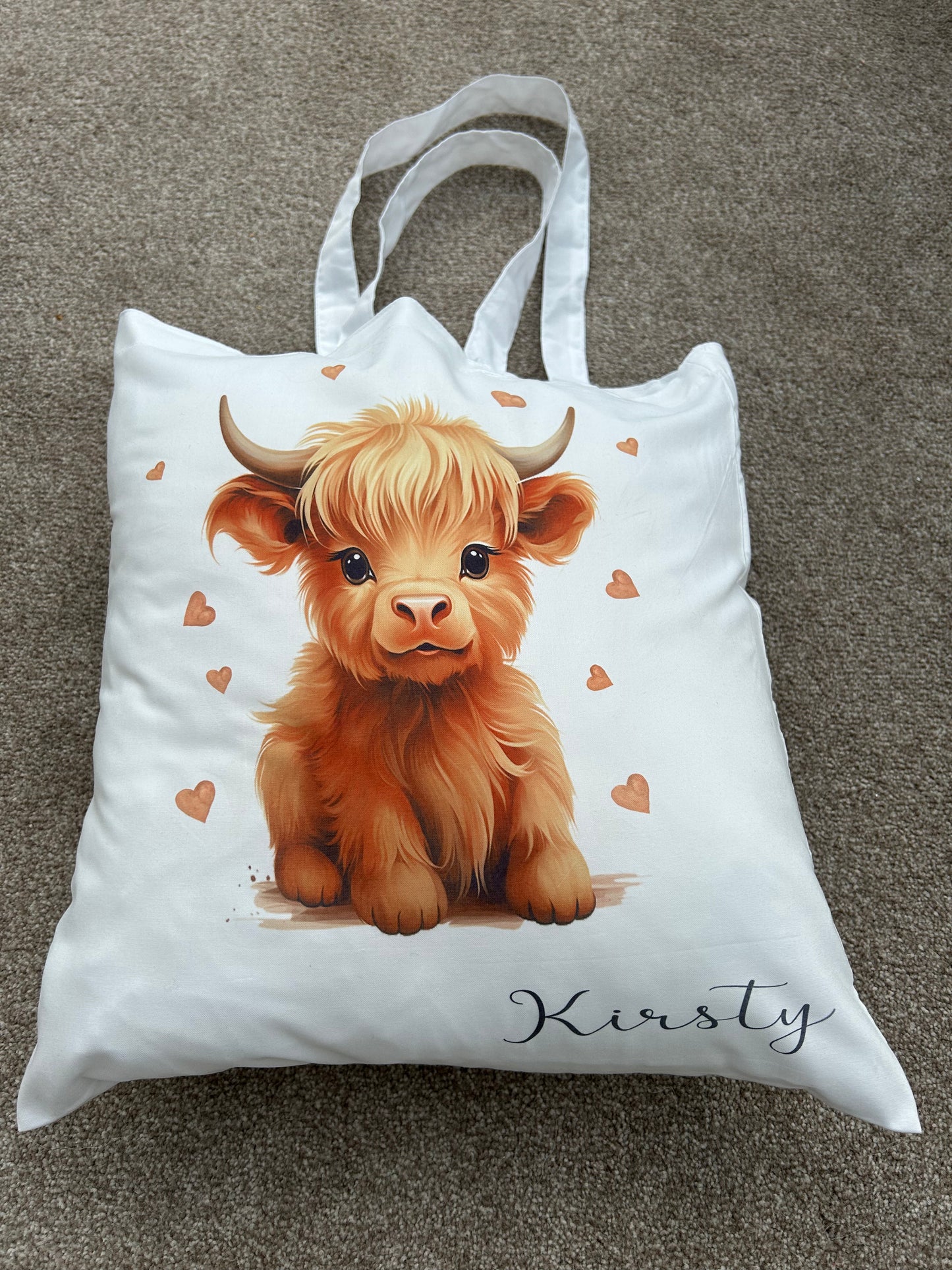 Highland Cow Name Tote Bag