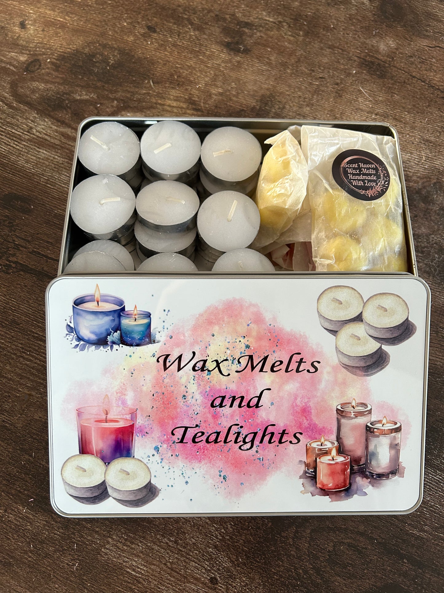 Wax Melt Box, Tealights Box, Box For Tealights, Wax Melt Storage Tin, Personalised Tin