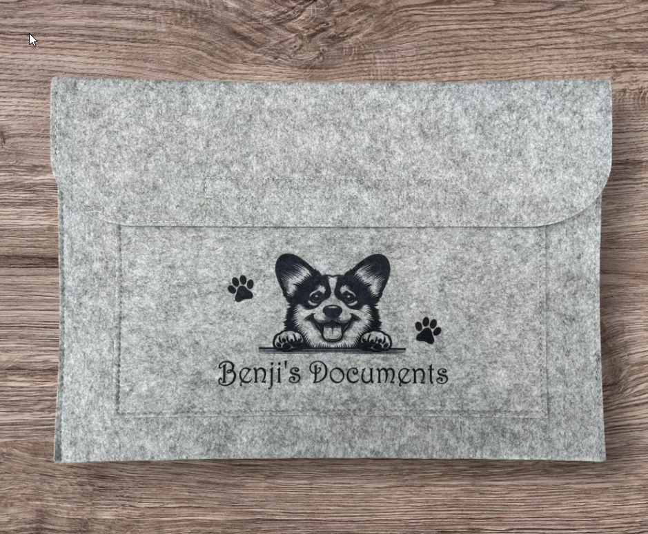 Personalised Pet Document Folder, A4 Document Folder, Dog Document Folder, Personalised Dog Felt Folder, Vets Folder, A4 Vets Folder