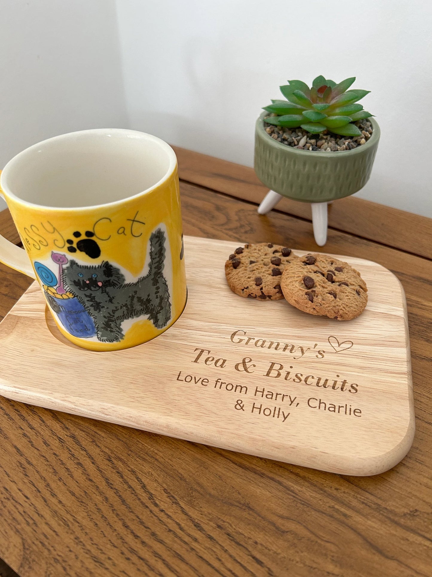Tea and Biscuit Board, Personalised Custom Engraved Wooden Tea & Biscuit Board