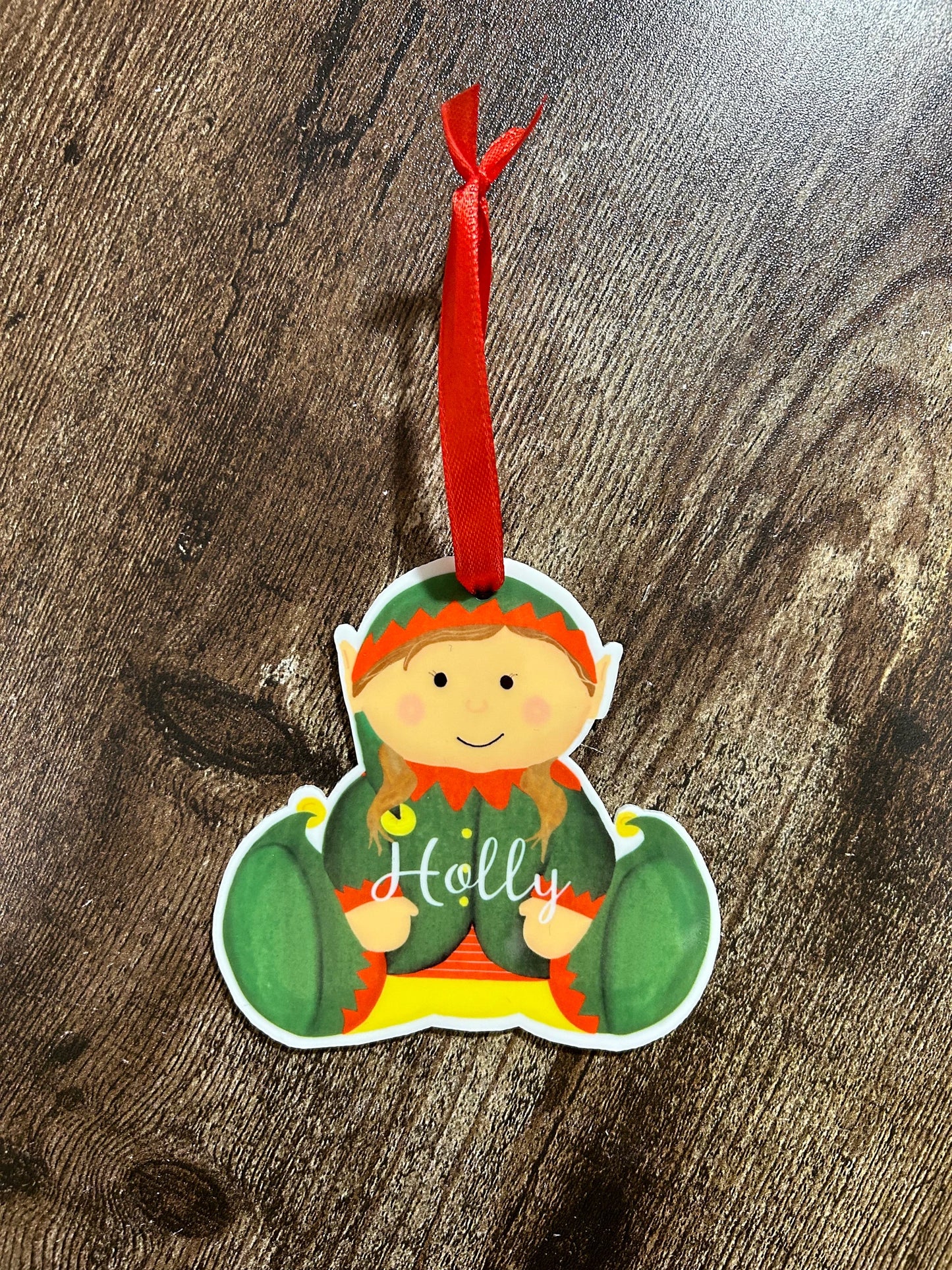 Elf Tree Ornament, Tree Ornament, Elf Christmas Ornament, Acrylic Tree Ornament, Personalised Elf Ornament, Kid Tree Bauble
