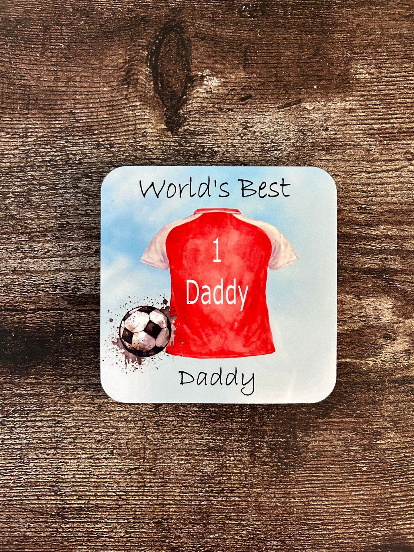 Daddy Shirt Coaster, Personalised Daddy Coaster, Fathers Day Gift, Football Shirt Coaster, Daddy Football Shirt Coaster, Personalised Gift