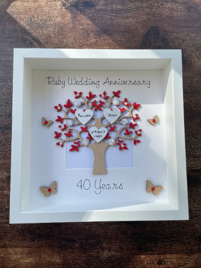Personalised Ruby Wedding Anniversary Frame, Wedding Gift, Personalised, 40th Wedding Anniversary Gift