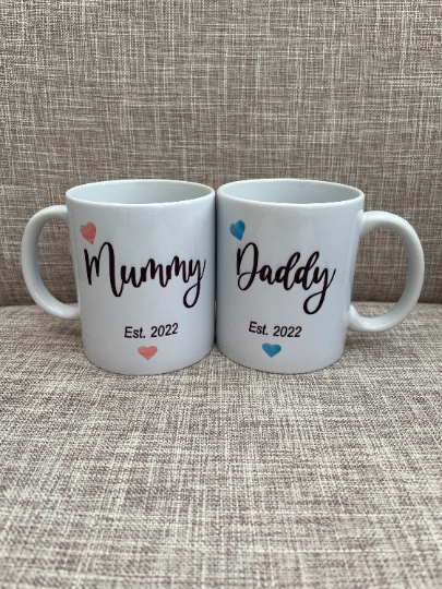 Mummy and Daddy Mugs, Mummy and Daddy Gift, New Parent Gift, New Parent Mugs
