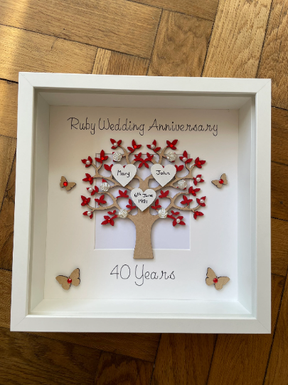 Personalised Ruby Wedding Anniversary Frame, Wedding Gift, Personalised, 40th Wedding Anniversary Gift