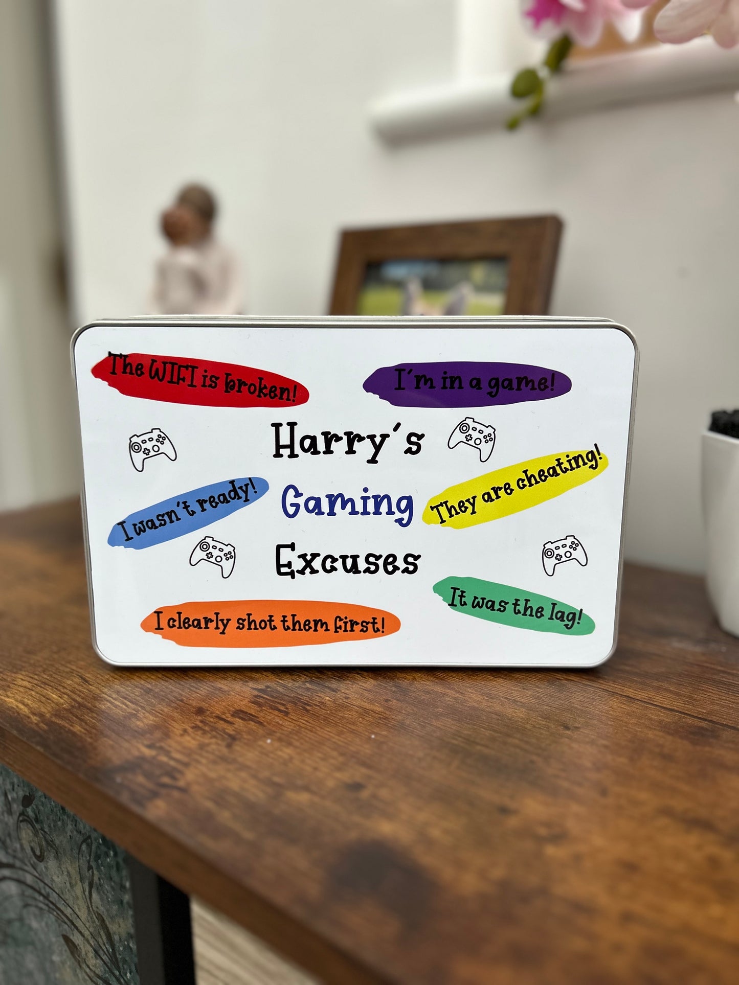Gaming Snacks Tin, Personalised Gamers Snack Tin, Gamer Gift, Keepsake Gift, Personalised Gamer Gift