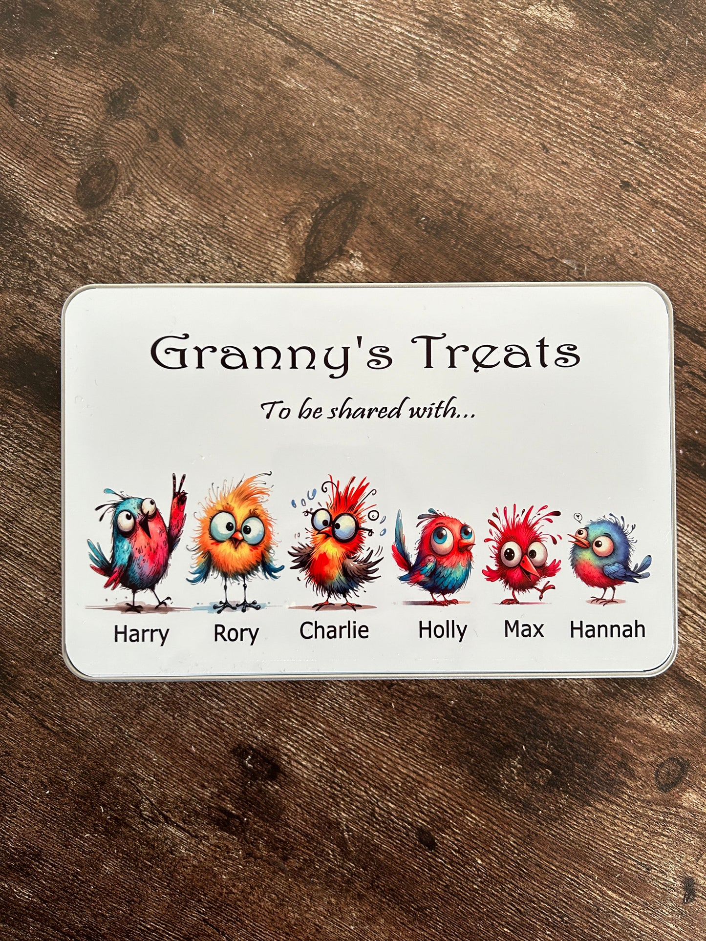 Personalised Granny's Treat Tin, Personalised Biscuit Tin, Personalised Nanny's Treats Jar, Gift For Grandad, Treat Tin, Gift For Her, Bird Tin, Grandad
