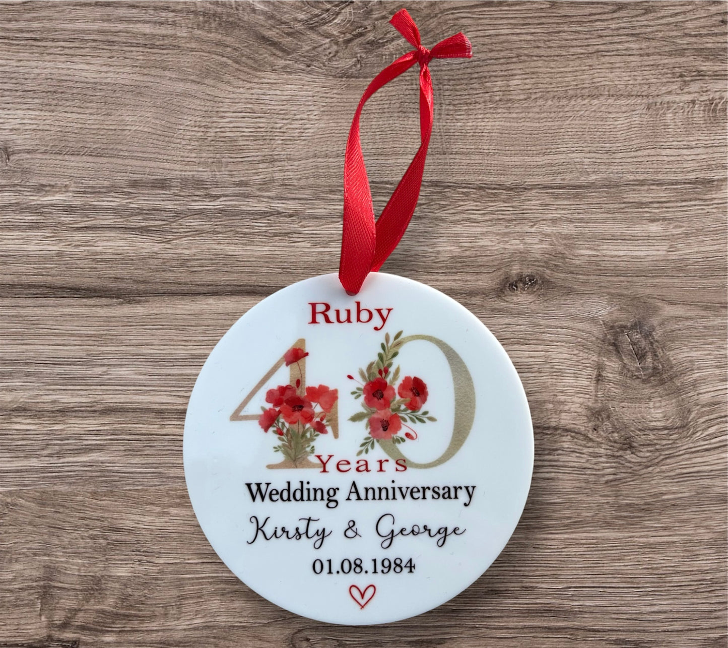 Ruby Wedding Anniversary Gift, 40th Wedding Gift, 40 Years Gift