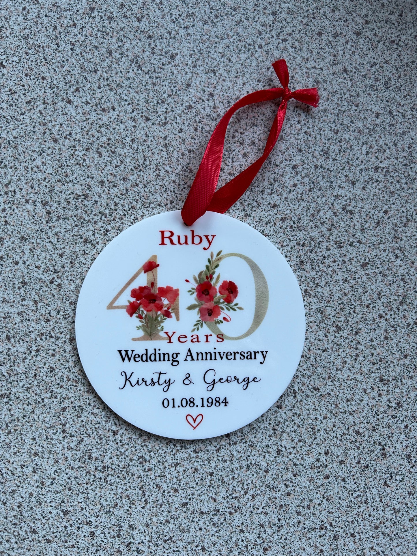 Ruby Wedding Anniversary Gift, 40th Wedding Gift, 40 Years Gift
