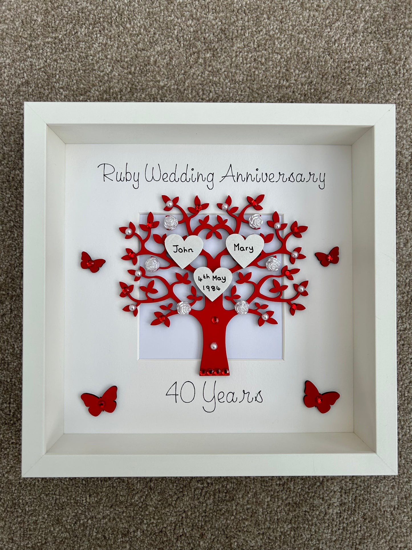 Ruby Wedding Anniversary, 40th Wedding Anniversary, Ruby Anniversary Gift
