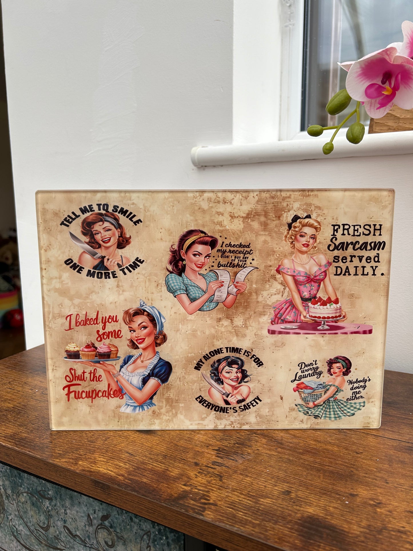 Funny Chopping Board, Vintage Chopping Board, Retro Kitchen Chopping Board, Gift For Mum, Retro Gift, Sarcastic Gift, Sarcasm Gift