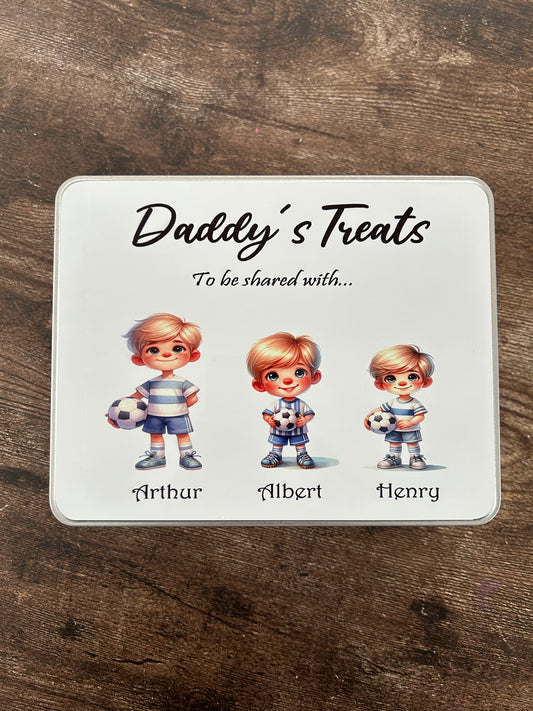 Personalised Football Treats Tin, Fathers Day Gift, Treat Tin