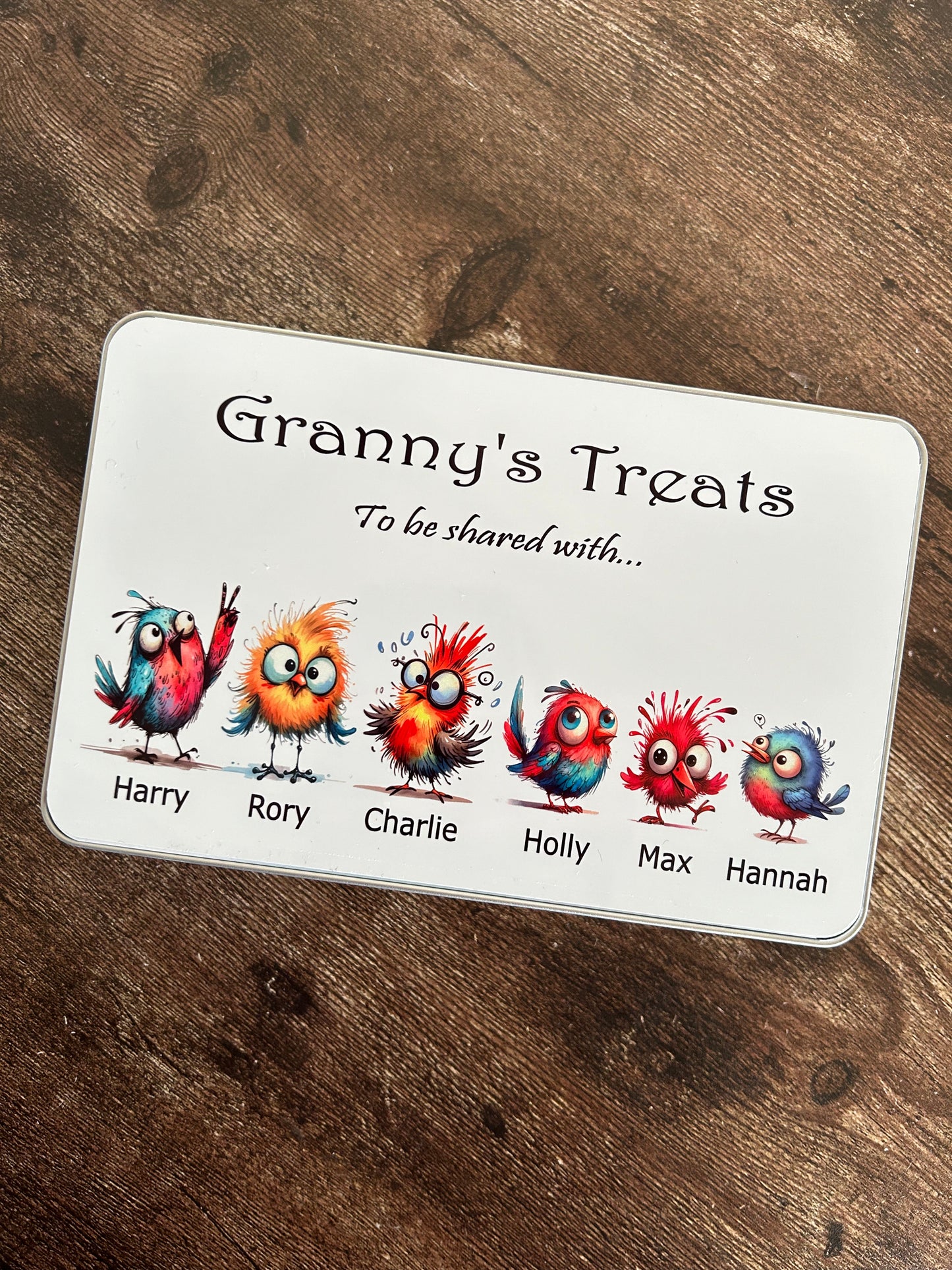 Personalised Granny's Treat Tin, Personalised Biscuit Tin, Personalised Nanny's Treats Jar, Gift For Grandad, Treat Tin, Gift For Her, Bird Tin, Grandad