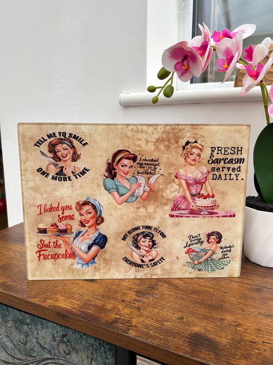 Funny Chopping Board, Vintage Chopping Board, Retro Kitchen Chopping Board, Gift For Mum, Retro Gift, Sarcastic Gift, Sarcasm Gift