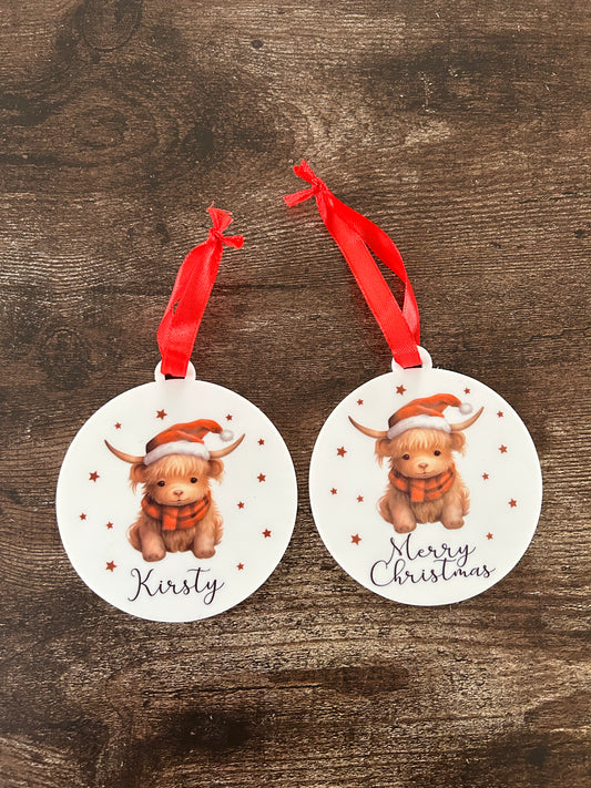 Highland Cow Christmas Decoration