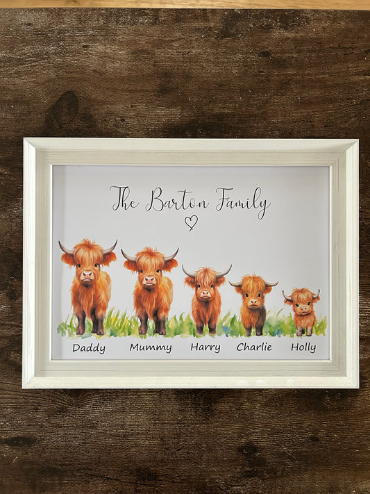 Highland Cow Family Print