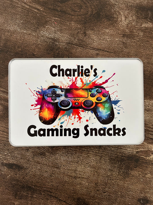 Gaming Snacks Tin, Personalised Gamers Snack Tin, Gamer Gift, Keepsake Gift, Personalised Gamer Gift