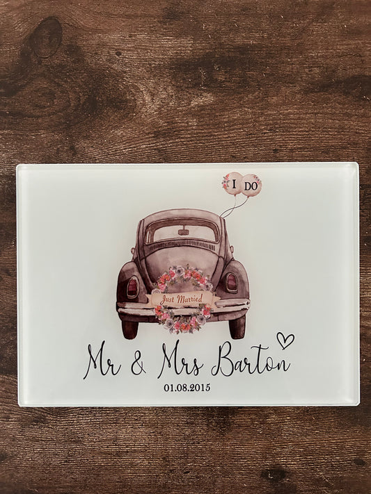 Mr and Mrs Gift, Wedding Day Gift, Mr and Mrs Chopping Board, Anniversary Gift, Gift For Wedding Day, Glass Chopping Board,