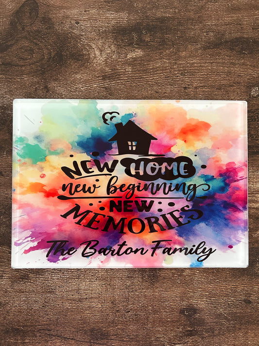 New Home Gift, First Home Gift, Home Warming Gift, Personalised Chopping Board, New House Gift, New Home Glass Chopping Board, House Warming