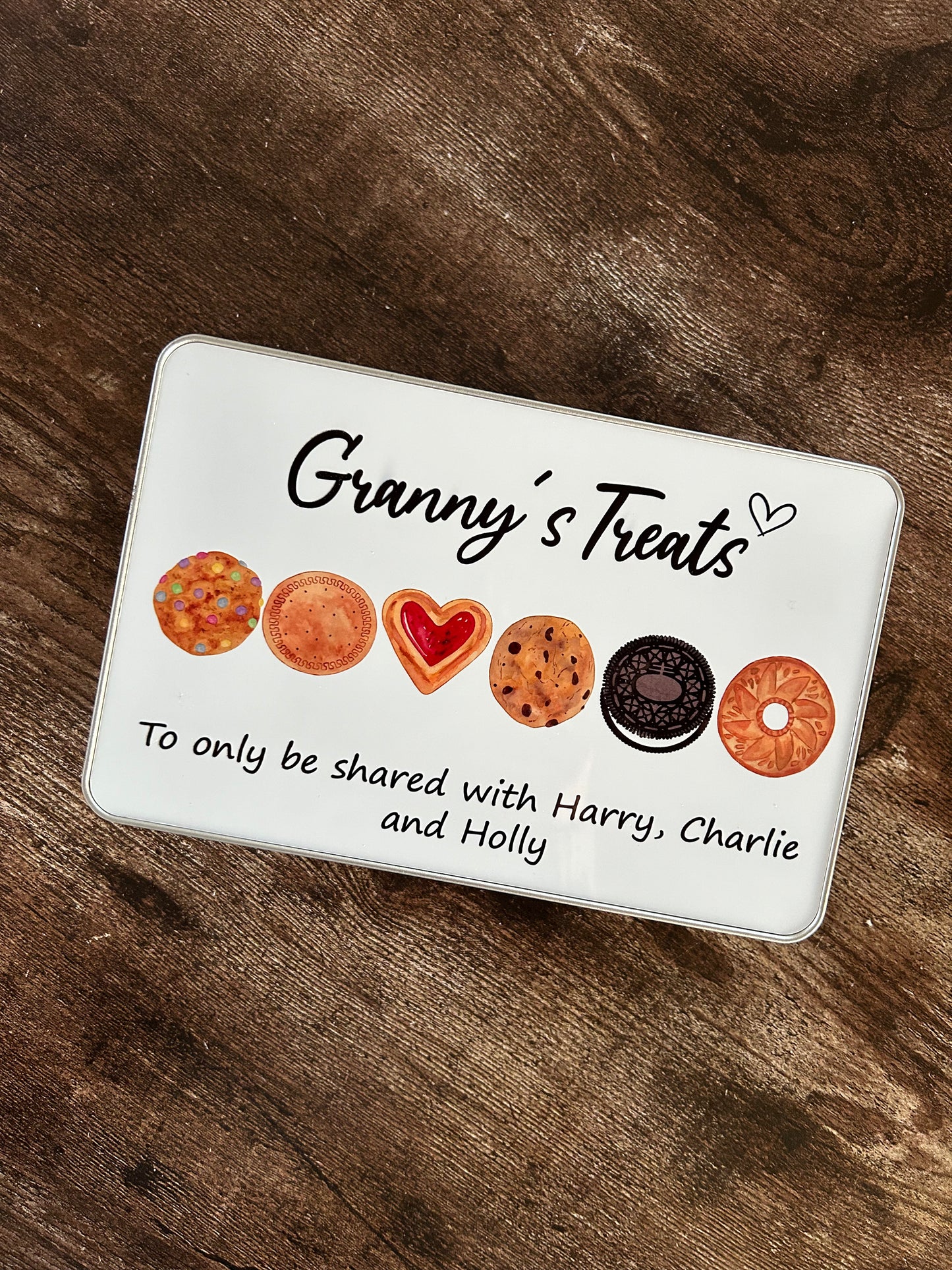 Granny's Treat Tin, Personalised Biscuit Tin, Personalised Nanny's Treats Jar, Christmas Gift For Granny, Treat Tin, Gift For Her, Mum Gift