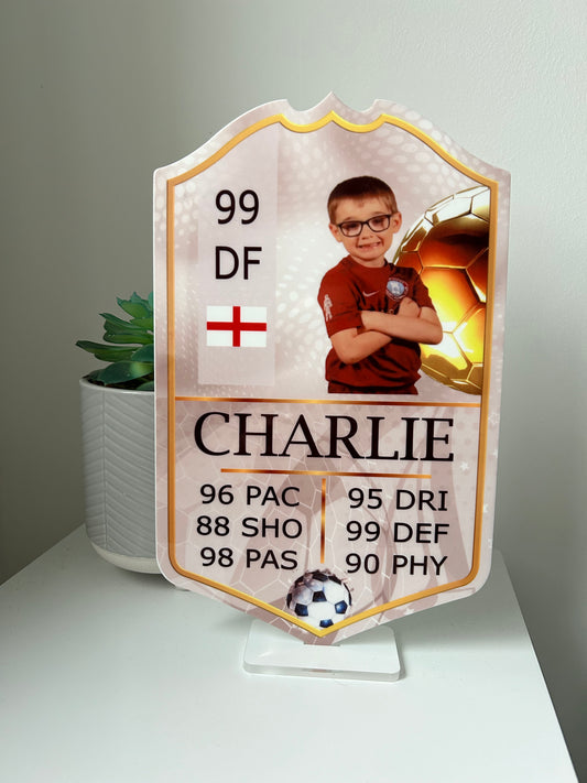 Football Shield, Personalised Football Card, Football Gift, Personalised Football Stats Card