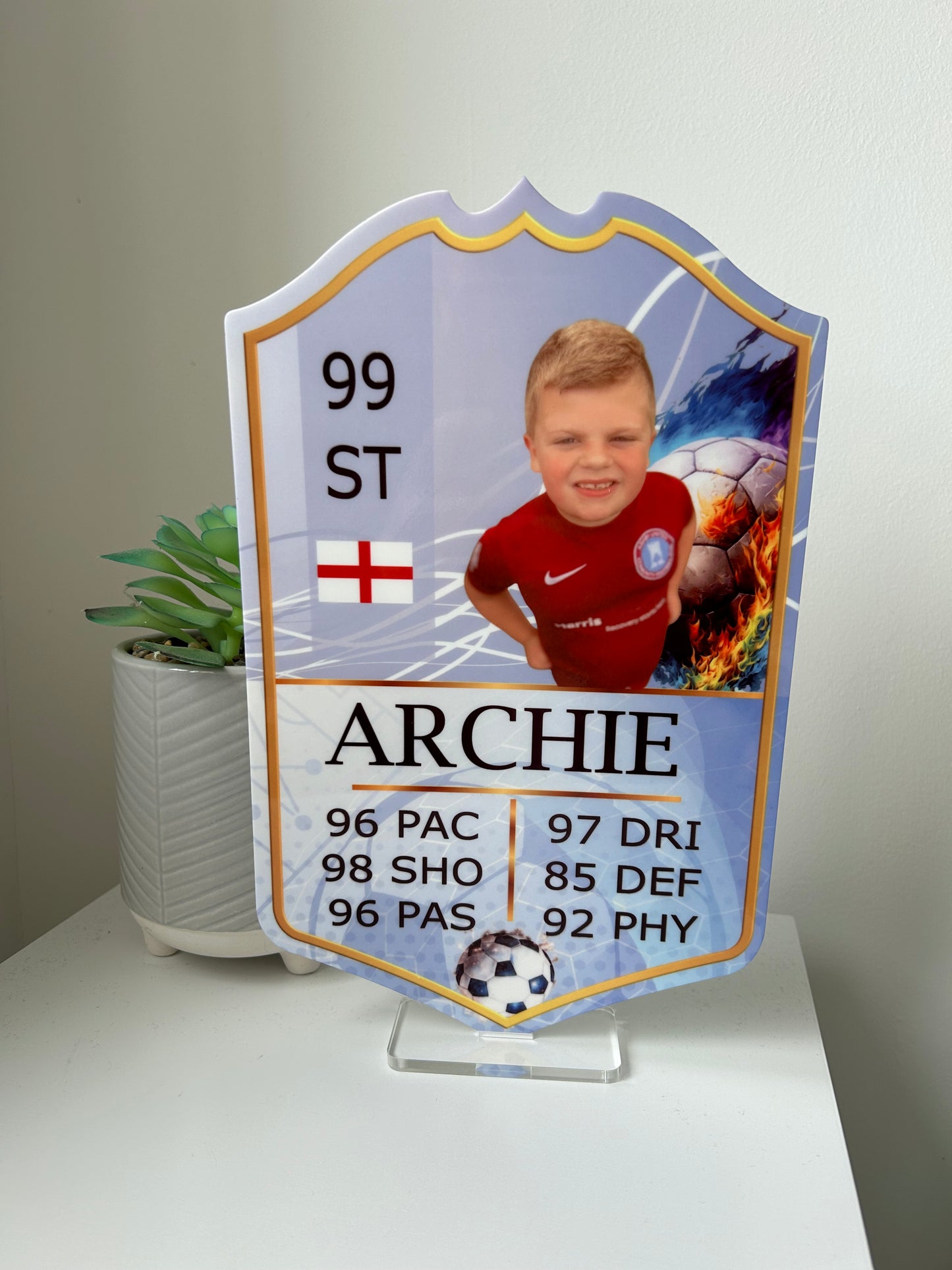 Football Shield, Personalised Football Card, Football Gift, Personalised Football Stats Card