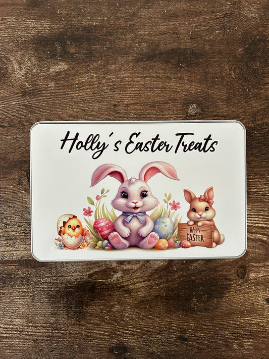Personalised Easter Treats Tin, Easter Egg Tin, Easter Gift For Kids, Kids Easter Gift, Easter Gift, Treats Tin, Personalised Easter Tin