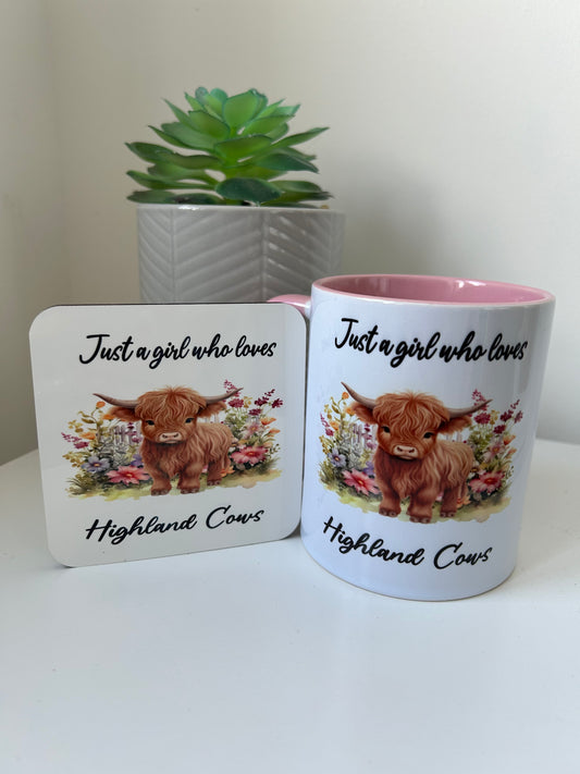 Just A Girl Who Loves Highland Cows Mug, Highland Cow Gift, Cute Highland Cow Gift, Highland Cow Lover Mug