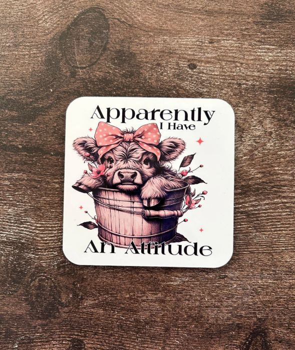 Funny Highland Cow Coasters, Highland Cow Gift, Moody Gift, Birthday Gift For Her, Highland Cow Present, Highland Cow, Highland Cow Coasters