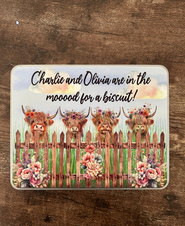 Highland Cow Biscuit Tin, Highland Cow Gift, Highland Cow Treat Tin, Highland Cow Present