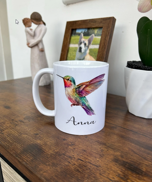 Hummingbird Mug, Personalised Hummingbird Mug, Hummingbird Gift, Name Mug, Gift For Mum, Bird Lover Gift, Bird Mug, Bird Name Mug