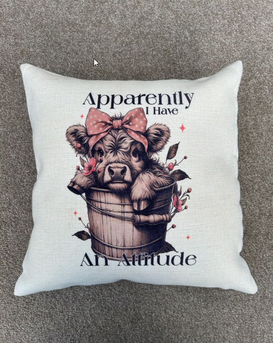 Highland Cow Cushion, Funny Highland Cow Cushion, Highland Cow Gift, Moody Gift, Birthday Gift For Her, Highland Cow Present, Highland Cow,