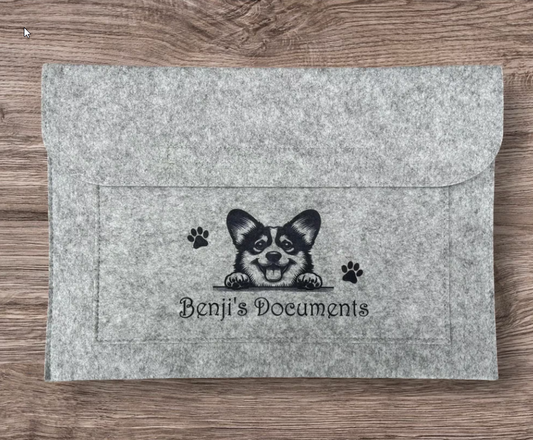 Personalised Pet Document Folder, A4 Document Folder, Dog Document Folder, Personalised  Dog Felt Folder, Vets Folder, A4 Vets Folder