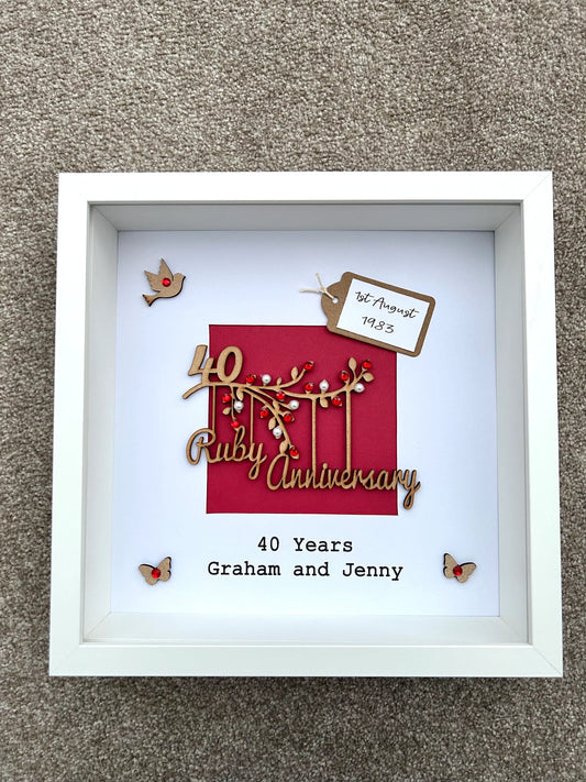 Ruby Wedding Anniversary Frame, Wedding Gift, Personalised, 40th Wedding Anniversary Gift, Wedding Tree Frame, Ruby Wedding, 40 Year Wedding