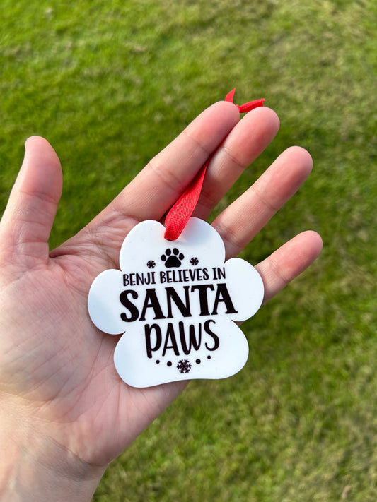 Dog Paw Tree Bauble, Dog Christmas Tree Decoration, Tree Decoration For Dog, Santa Paws Decoration