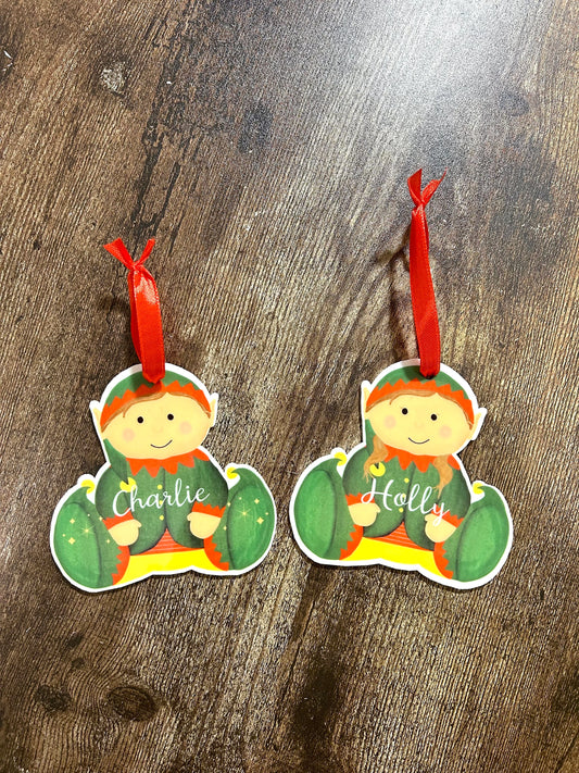 Elf Tree Ornament, Tree Ornament, Elf Christmas Ornament, Acrylic Tree Ornament, Personalised Elf Ornament, Kid Tree Bauble