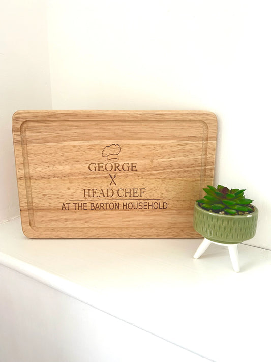 Head Chef Personalised Chopping Board, Head Chef Gift, Personalised Chopping Board, Wood Wedding Gift, Wood Anniversary Gift, Gift For Home
