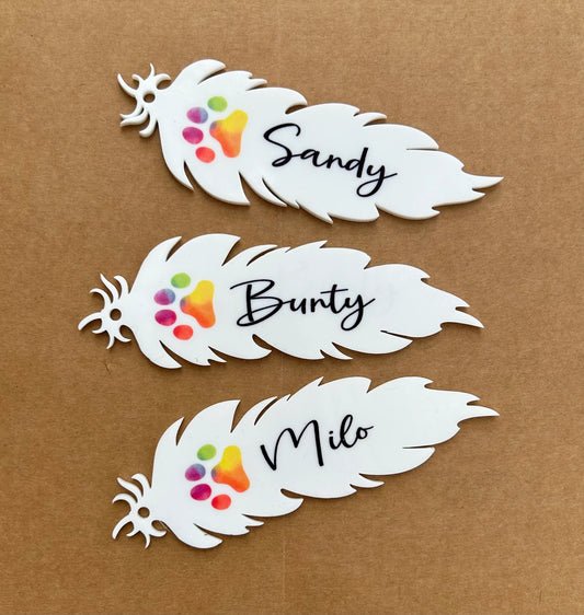 Pet Memorial Gift, Pet Remembrance Keepsake, Personalised Pet Memorial Gift, Rainbow Bridge, Pet Sympathy Gift, Remembrance Feather,