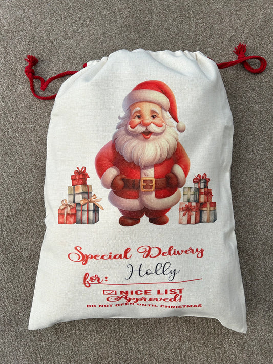 Personalised Santa Sack, Santa Sack, Custom Santa Sack, Personalised Gift Sack, Large Santa Sack, Large Gift Sack, Linen Santa Sack