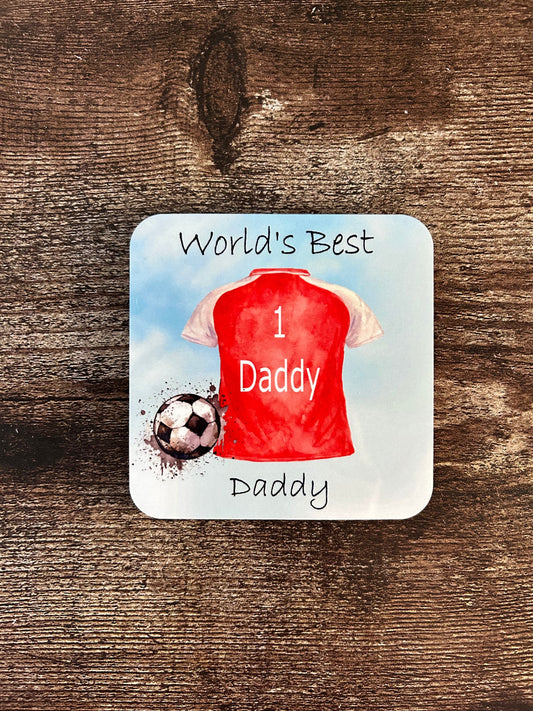 Daddy Shirt Coaster, Personalised Daddy Coaster, Fathers Day Gift, Football Shirt Coaster, Daddy Football Shirt Coaster, Personalised Gift