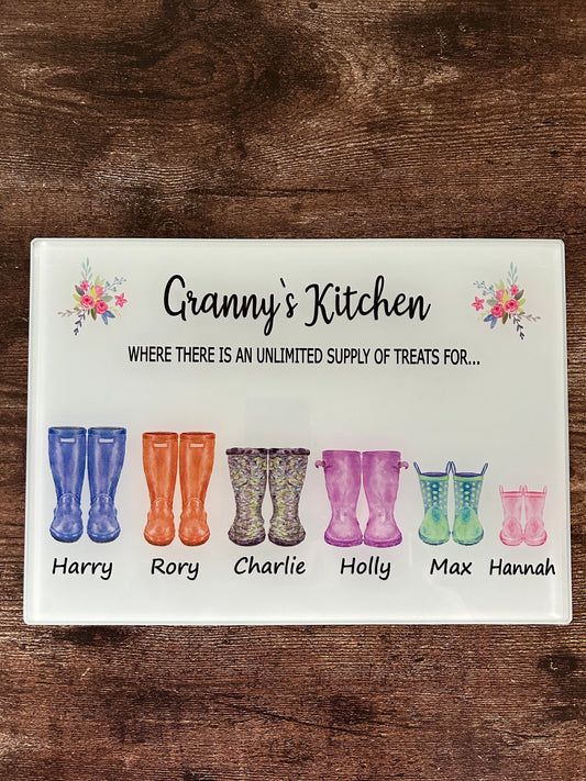 Personalised Chopping Board, Personalised Glass Chopping Board, Mothers Day Gift, Gift For Grandparents, Xmas