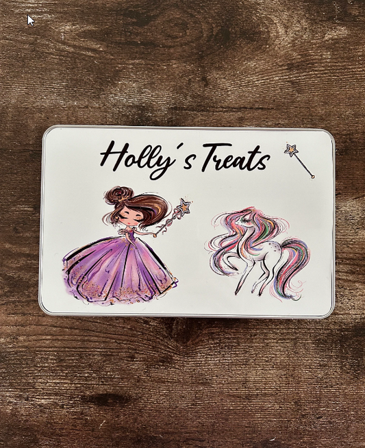 Personalised Kids Treat Tin, Personalised Treat Tin, Biscuit Tin For Kids, Birthday Gift For Daughter, Princess Gift, Personalised Sweet Tin