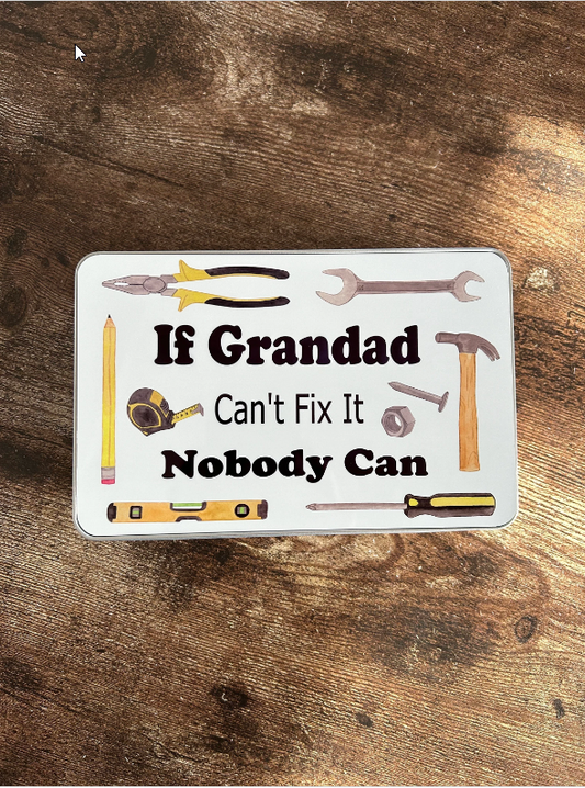 Personalised Grandad Gift, If Grandad Can’t Fix It Gift, Personalised Gift For Grandad, Dad Gift, Fathers Day Gift, Metal Tin, Daddy Gift, Bits and Bobs