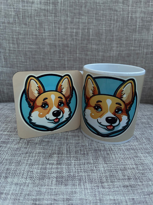 Benji The Corgi Dog Mug Set, Corgi Dog Mug Set