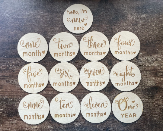 Baby Milestone Discs, Baby Milestone Card, Wooden Baby Milestone Discs, Baby Shower Gift