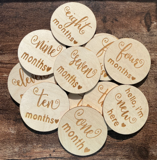 Baby Milestone Discs, Baby Milestone Card, Wooden Baby Milestone Discs, Baby Shower Gift