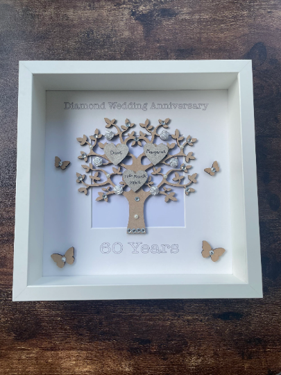 Personalised Diamond Wedding Anniversary Frame, Wedding Gift, Personalised Frame