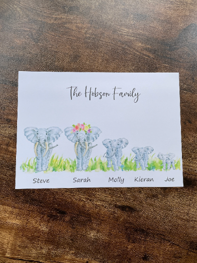 Elephant Family Print, Family Print, Family Gift, A4 Print, Elephant Gift, Elephant Print